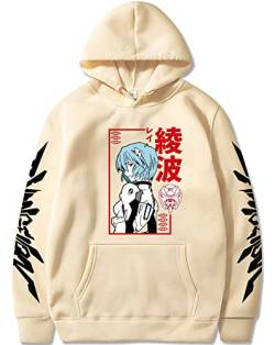 FJHYEEBN Herren Neon Genesis Evangelion Männer Hoodie Anime Charakter Druck Pullover Lose Casual Sweatshirt Tops-003-Mibai-M von FJHYEEBN