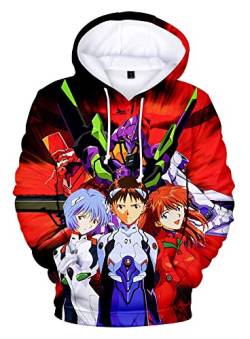 FJHYEEBN Neon Genesis Evangelion Männer 3D Anime Hoodies Langarm Ikari Shinji Ayanami Rei Asuka Langley Pullover-09144-XXL von FJHYEEBN