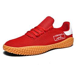 FJJLOVE Männer Womens Badminton Schuhe, Laufschuhe Lässige Wandertrainer Anti-Rutsch Indoor Fitness Volleyball Sneakers,Rot,45 EU von FJJLOVE