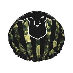 Deer Camo Camouflage American Flag Hunting schwarz wiederverwendbare Duschhaube, große Duschhaube für Frauen, wiederverwendbar, wasserdicht für Bad und Badezubehör, Badehaarkappe von FJQWKLF