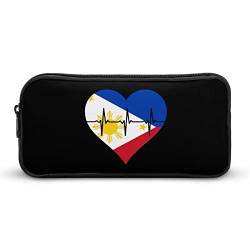 FJQWKLF Love Philippines Heartbeat Bedrucktes Federmäppchen, Stifthalter, Schreibwarenbox, Make-up-Organizer, Aufbewahrungstasche von FJQWKLF