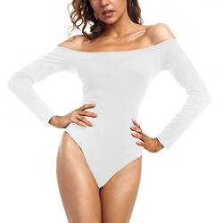 FJUN Sexy schulterfreier Bodysuit f¨¹r Frauen Overalls Langarm Einteiliger Bodysuit Tanktops f¨¹r Frauen Ausgehen Party Club von FJUN