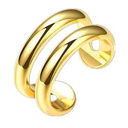 FJYOURIA Frauen offene Doppellinie Ring 18ct Gold/Silber überzogen Ring Daumen Rinde Midi Knöchel Ringe (18 Karat (750) Gelbgold) von FJYOURIA