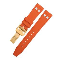 FKIMKF 20 mm 22 mm natürliches Fluorkautschuk FKM Gummi mit Nieten-Uhrenarmband für IWC Big Pilot Mark Portugieser Top Gun weiches Armband (Farbe: Orange 3, Größe: 22 mm) von FKIMKF