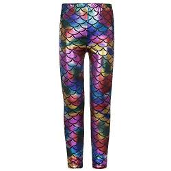 FLAVES FASHION Metallic-Leggings mit Meerjungfrauen-Fischschuppen-Druck, Stretch-Hose, multi, 38-40 von FLAVES FASHION