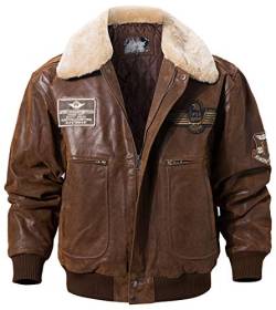 FLAVOR Echtes Lederjacke Herren Luftwaffe Bomber (Braun, XXL) von FLAVOR