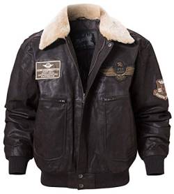 FLAVOR Echtes Lederjacke Herren Luftwaffe Bomber (Dunkelbraun, L) von FLAVOR