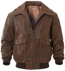 FLAVOR Herren Leder Flight Bomberjacke air Force-Flieger Large Braun von FLAVOR