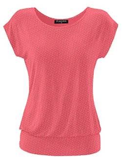 Fleasee Damen T-Shirt Kurz Ärmel Bluse Stretch Lässig Tunika Allover Druck Oberteile Top S Pink Gepunktet von FLEASEE