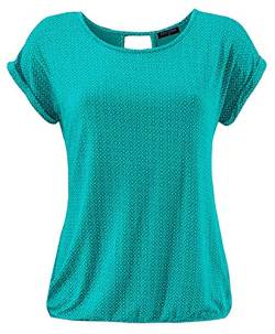 Fleasee Damen T-Shirt Rundhals Kurzarmshirt mit Allover Druck Sommer Bluse Casual Top, Grün, L von FLEASEE