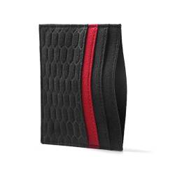 FLG | Kartenhalter Alcantara Stoff Card Holder Wildleder Mikrofaser Wallet Leder Kartenetui Schwarz/Rot Cardholder Kartenetui Geldbörse Herren von FLG FINISH LINE GERMANY