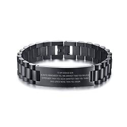 An Mein Bonus Sohn Armband, Sohn Geschenk Edelstahl graviert zu meinem Sohn Armband Geschenk Geburtstag Geschenk Mutter zu Sohn Geschenk Stiefsohn Geschenk Sohn im Gesetz Schmuck Adoption Geschenke von FLHEART