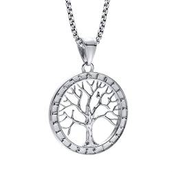 FLHEART Nordische Wikinger Halskette Herren - Amulette Geschenk Edelstahl Nordisch Runen Baum des Lebens Anhänger Halskette, Nordischer Schmuck Talisman Geschenke für Männer von FLHEART