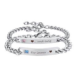 FLHEART Paar Armbänder Damen Herren - Silber Beziehung Matching Paare Armbänder Einstellbar Link Ketten Armband Graviert Ich Liebe Dich für Liebhaber Schwester Bruder Familie BFF von FLHEART