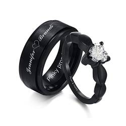 FLHEART Seine und Ihr personalisiertes Paar Ringband Custom Graving Spinner Ring Sets Matching Hochzeitsbänder Engagement Vertrauensring Für Herren Damen er und sie von FLHEART