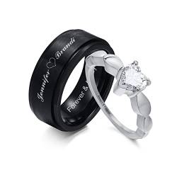 FLHEART Set von 2 Sein und ihr personalisiertes Paar Ringband Custom Graving Spinner Ring Sets Matching Hochzeitsbänder Engagement Versprechen Ringe von FLHEART