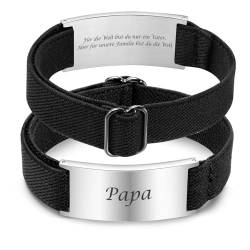 Herren Armband mit Gravur Vatertagsgeschenk - Nylon Elastische Strap Armbänder für Männer Graviertes Liebe Text, Geschenke für Papa, Herrentagsgeschenke Männertag Geschenk für Vater DAD Vatertag von FLHEART