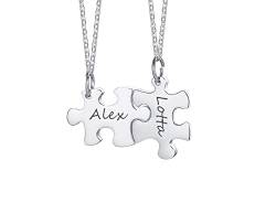 Personalisierte Puzzle BFF Halskette Set 2/3/4/5 Weihnachten Graduierung Geschenk für BFF, Freundschaft Schmuck Geschenk, Edelstahl personalisierte Name Puzzle Halsketten für Beste Freundin Schwester von FLHEART