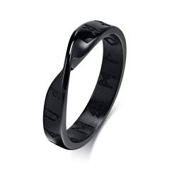 Verdrehter Mobius Wikinger Ring Band : Amulett Edelstahl Unendlichkeit Norse Odal Viking Runen Nordic Verlobungsring Hochzeit Band für Männer Frauen, Schutz Schmuck Geschenk,Schwarz,Größe 67 (21.3) von FLHEART