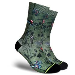 FLINCK Socken Dark Jokers Ink 1 Paar - Crossfit-Socken, Laufsocken, Fitness-Socken, Fahrradsocken mit nahtlosem Zehenverschluss 36-38 von FLINCK