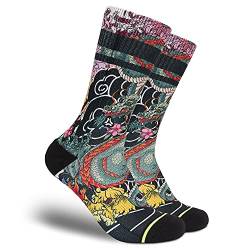 FLINCK Sportsocken Irezumi Socken 1 paar - Crossfit-Socken, Laufsocken, Fitness-Socken, Fahrradsocken mit nahtlosem Zehenverschluss (36-38) von FLINCK