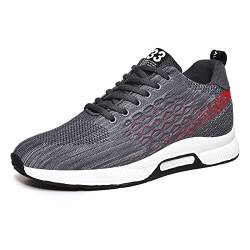 Aufzug Schuhe Herren 2.36 Zoll Wanderschuhe Atmungsaktiv Schnürhalbschuhe Bequeme Mode Trainer Freizeitschuhe Grau 42 von FLIOZY