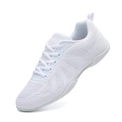 Cheerleading Schuhe Mädchen Damen Cheer Schuhe Dance Sneaker Gymnastik Training Tanzschuhe Jazz Yoga Sportschuhe Walkingschuhe Weiß 39 von FLIOZY