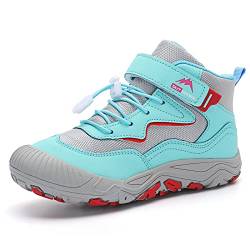 FLIOZY Wanderschuhe Kinder rutschfest Leicht Wanderstiefel Jungen Mädchen Atmungsaktive Trekking Wanderstiefel Sneaker Cyan 31 von FLIOZY