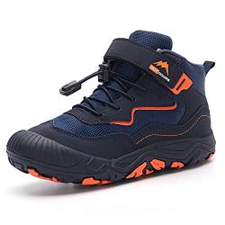 FLIOZY Wanderschuhe Kinder rutschfest Leicht Wanderstiefel Jungen Mädchen Atmungsaktive Trekking Wanderstiefel Sneaker Navy 31 von FLIOZY