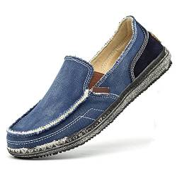 Herren Espadrillas Atmungsaktive Freizeitschuhe Flache Schuhe Leicht Segeltuchschuhe Außenbereich Mokassins Laufschuhe Bootsdeckschuhe Blau 43 von FLIOZY