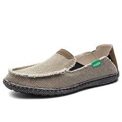 Herren Espadrilles Segelschuhe Faulenzer Flache Freizeitschuhe Atmungsaktive Fahrschuhe Bequeme Slipper Bootsschuhe Deckschuhe Khaki 42 von FLIOZY