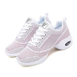 Tanzschuhe Damen Jazzschuhe Modern Tanz Gymnastik Sportschuhe Bequem Walking Fitness Dancesneaker Weiß 39 von FLIOZY