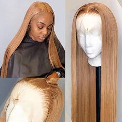 13 * 4 Front Lace Echthaar Perücke Echthaar Gold Straight Lace Front Wig Human Hair echthaar perücke lang,Perücken Farbe Gold Gerader Körper,180% Dichte 180%,16inch von FLLG