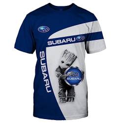Herren T-Shirt Su.ba.ru Kurzarm Sommer Sport Shirt Männer Rundhalsausschnitt Casual 3D Bedrucken T Shirts-Blue||4XL von FLOATING