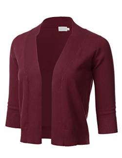 Damen-Strickjacke 3/4-Ärmel, offener Vorderteil, Gr. S-3XL - Rot - XXX-Large(Mehr) von FLORIA