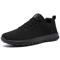 FLOWING PLUME Turnschuhe Herren Sportschuhe Atmungsaktiv Leichte Laufschuhe Walkingschuhe Komfort Fitness Gym Sports Sneaker Freizeit Schuhe(Schwarz,43EU) von FLOWING PLUME