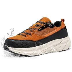 FLOWING PLUME Wasserdicht Sportschuhe Herren Leichtgewichts Laufschuhe Turnschuhe Dämpfung Walkingschuhe Freizeit Fashion Outdoor Schuhe Fitness Sneaker(Betelnuss Braun,39EU) von FLOWING PLUME