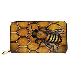 Bee Honeybee Damen Leder Geldbörse, Große Kapazität Kreditkartenhalter Handy Handgelenkschlaufe Geldbörse (7,48 x 4,13), Schwarz, Einheitsgröße, Schwarz, Einheitsgröße, Schwarz , Einheitsgröße von FLUQX