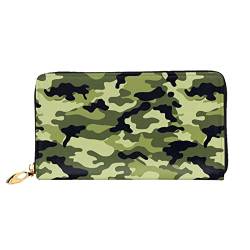 Camo Green Damen Leder Geldbörse, Große Kapazität Kreditkartenhalter Handy-Handgelenkschlaufe Geldbörse (7,48 x 4,13), Schwarz, Einheitsgröße, Schwarz , Einheitsgröße von FLUQX