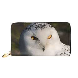 Snowy Owl Eyes Damen Ledergeldbörse Große Kapazität Kreditkartenhalter Handy Handgelenkschlaufe Geldbörse (7,48 x 4,13), Schwarz, Einheitsgröße, Schwarz, Einheitsgröße, Schwarz , Einheitsgröße von FLUQX