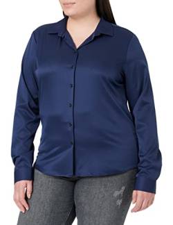 FLY HAWK Damen Hemd Bluse Basic Bambusfaser Hemdbluse Slim Fit Arbeitshemden Langarm Stretch Hemden Freizeit Business Elegant Hemd Größe 34 bis 52,Dunkelblau,36 (UK 8) von FLY HAWK