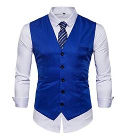 FLYF Herren Anzug Kleid Westen Slim Fit Formale Smoking Weste mit Blau Gestreiften Krawatte von FLYF