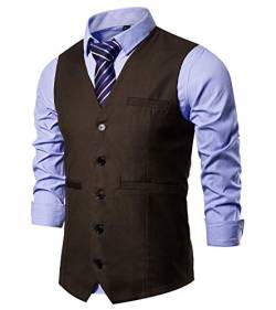 FLYF Herren Anzug Weste V-Ausschnitt Ärmellose Westen Anzug Business Hochzeit Gilet Weste von FLYF