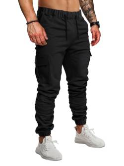 FLYFIREFLY Herren-Jogginghose mit Kordelzug und Taschen, Schwarz, Groß von FLYFIREFLY