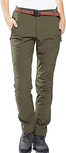 FLYGAGA Damen Outdoorhose Softshellhose Wanderhose Gefüttert Fleece Warm Wasserdicht Winddicht Softshell Schnelltrocknend Winterhose Trekkinghose Funktionshose Herbst Winter von FLYGAGA