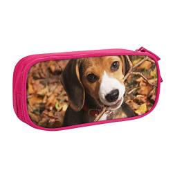 FLYIFE Niedliche Beagle große Federtasche mit 2 Fächern, Federmäppchen, Stifteetui, Tasche, Organizer für Mädchen, Jungen, Studenten, Schule, Büro, Universität, rose, Einheitsgröße, Schulranzen von FLYIFE