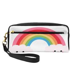 Schöne italienische bedruckte tragbare Make-up-Tasche – PU-Leder, Reise-Kosmetiktasche, Federmäppchen für Mädchen und Frauen, Kleiner Regenbogen, Einheitsgröße von FLYIFE