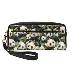 Tragbare Make-up-Tasche mit Aufdruck "Thanksgiving Truthahn", PU-Leder, Reise-Kosmetiktasche, Federmäppchen für Mädchen und Frauen, Panda, Einheitsgröße von FLYIFE