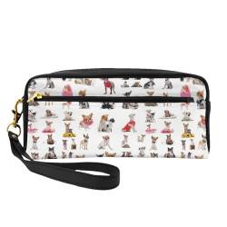 Tragbare Make-up-Tasche mit englischen Bulldoggen, PU-Leder, Reise-Kosmetiktasche, Federmäppchen für Mädchen und Frauen, Süßes Chihuahua-Mops-Muster., Einheitsgröße von FLYIFE