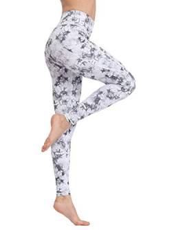 FLYILY Damen Hohe Taille Leggings Training Tights Yoga Hosen Blickdichte Frauen Laufhose(1-GreyCloud,L) von FLYILY